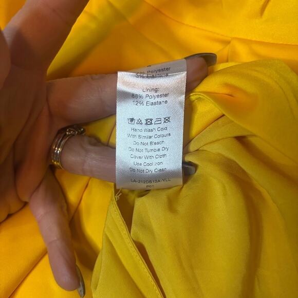 Lavish Alice Yellow Cowl Neck Asymmetrical Midi Dress NWT Size 0 - Picture 8 of 8